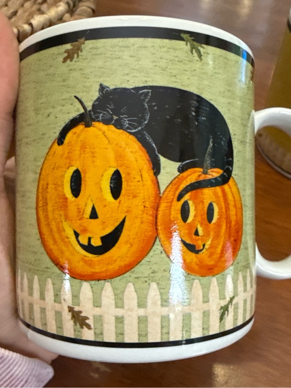 Warren Kimble Sakura Halloween Pumpkin & Black Cat Ceramic 10oz Mug